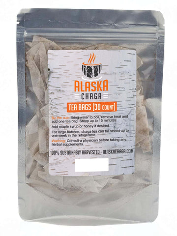 Wild Alaska Chaga Mushroom Tea Bags - Sustainably Harvested, Organic, Non-GMO, Gluten-Free - Antioxidant Immune System Booster - AlaskaChaga